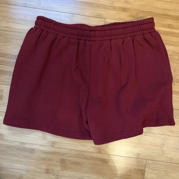 PARKE Burgundy Sweat Shorts NWOT L/XL Drawstring Elastic Waist Lounge Athleisure - Picture 3 of 4